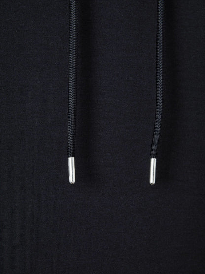 Interlock Jersey Drawstring Hoodie in Navy Blue | Reiss Men New