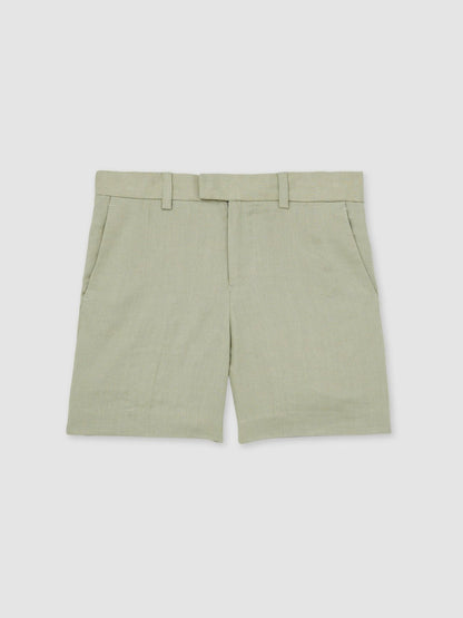 13-14 yrs Slim Fit Linen Adjustable Trousers in Apple | Reiss Children & Baby Best Seller