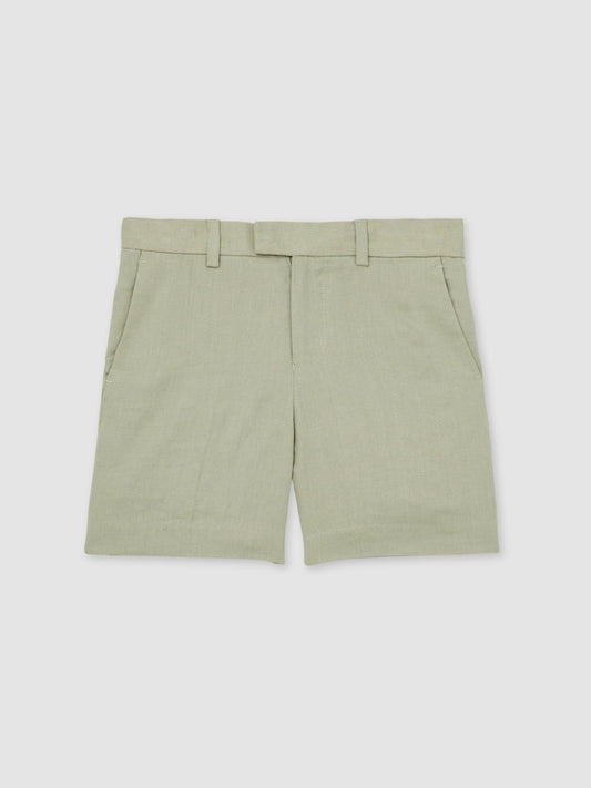 13-14 yrs Slim Fit Linen Adjustable Trousers in Apple | Reiss Children & Baby Best Seller