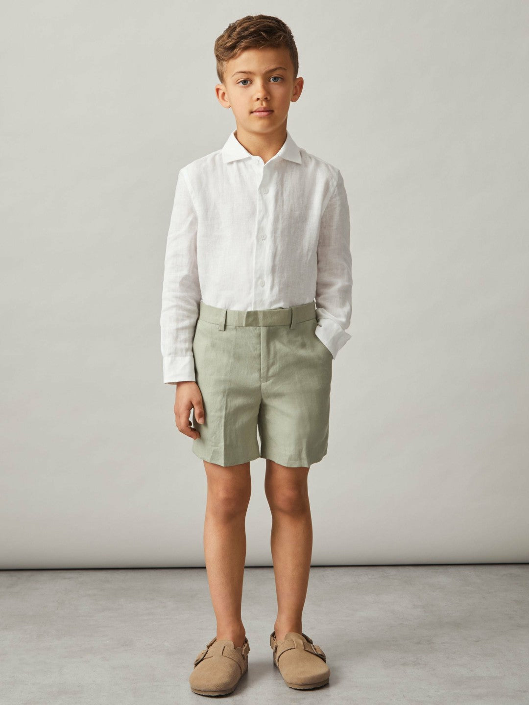 13-14 yrs Slim Fit Linen Adjustable Trousers in Apple | Reiss Children & Baby Best Seller