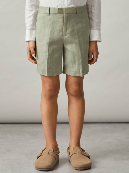 13-14 yrs Slim Fit Linen Adjustable Trousers in Apple | Reiss Children & Baby Best Seller