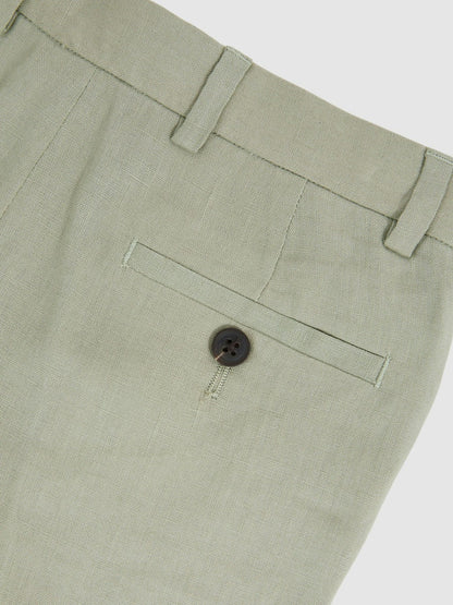13-14 yrs Slim Fit Linen Adjustable Trousers in Apple | Reiss Children & Baby Best Seller