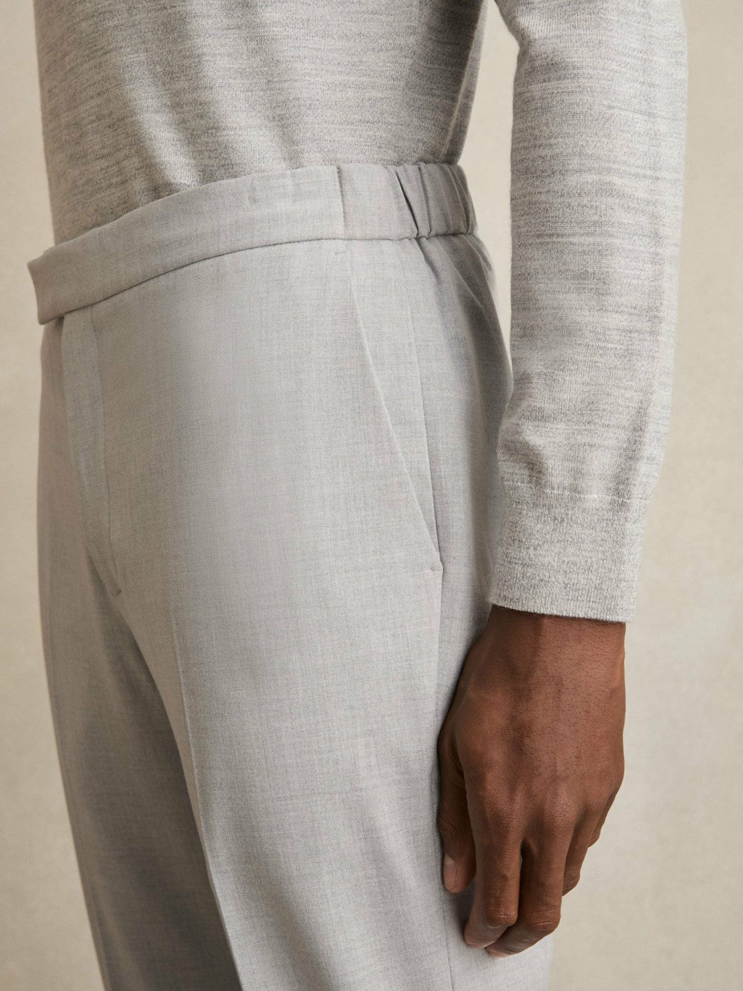 Slim-Fit Drawstring Trousers in Grey | Reiss Men Featured