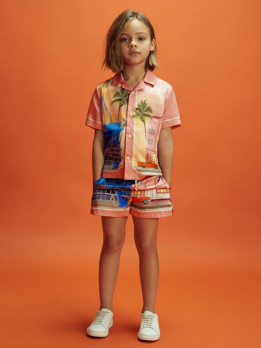 Senior McLaren F1 Miami Drawstring Shorts in Pink Multi | Reiss Children & Baby Recommended