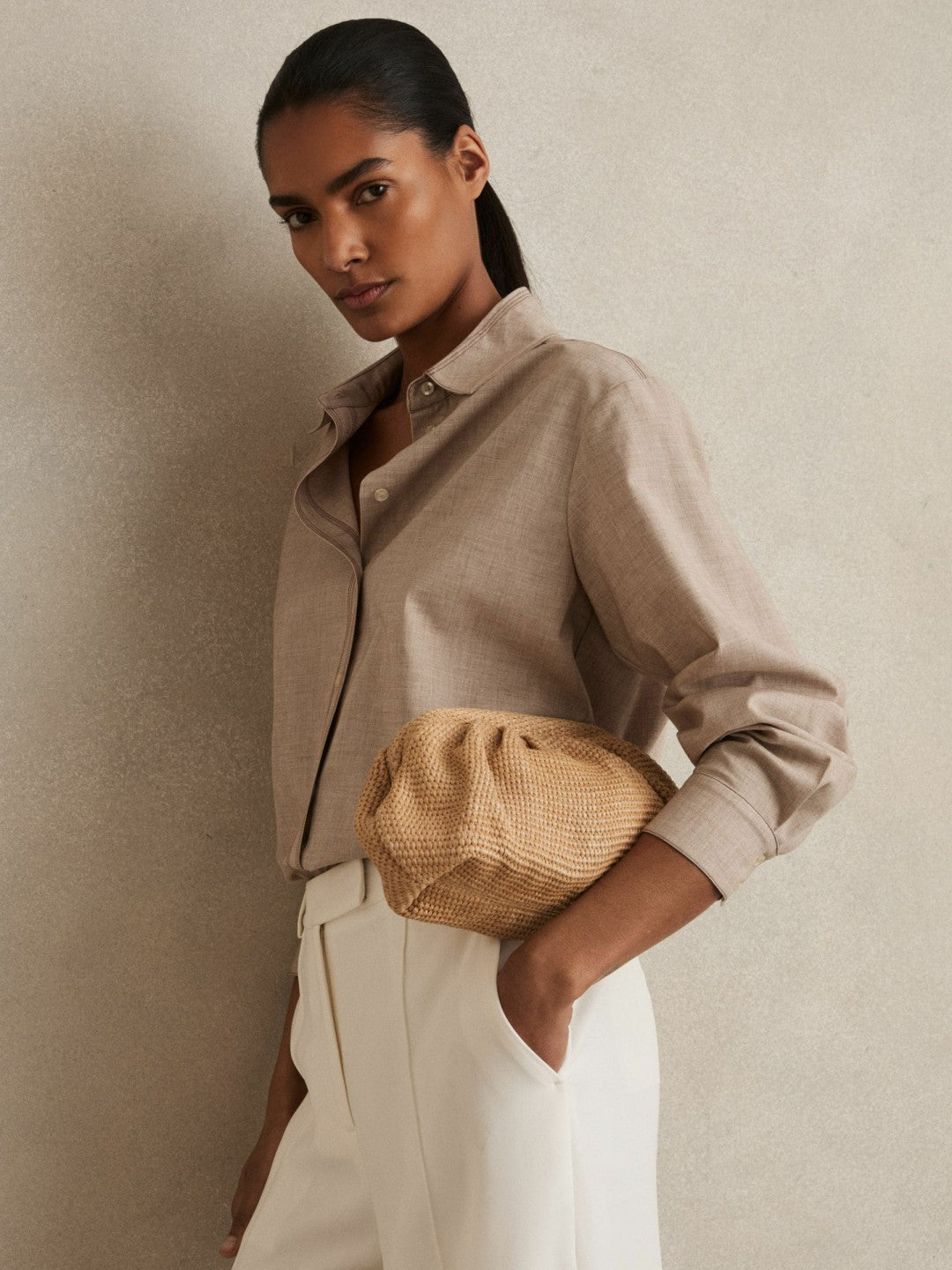 Raffia Clutch Bag in Natural | Reiss Women Exclusive