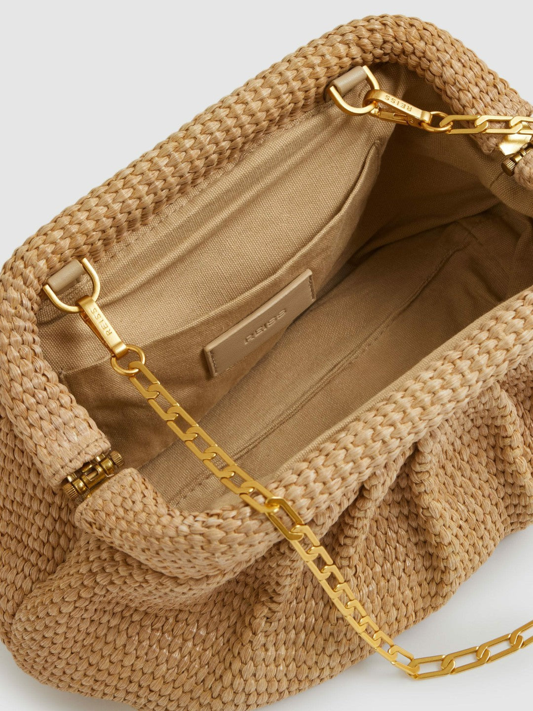 Raffia Clutch Bag in Natural | Reiss Women Exclusive