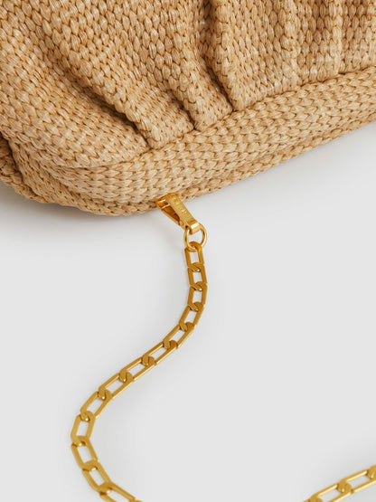 Raffia Clutch Bag in Natural | Reiss Women Exclusive
