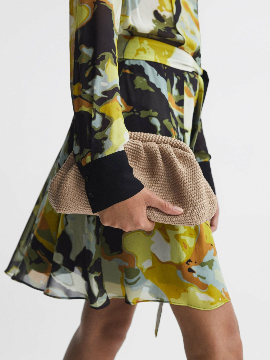 Raffia Clutch Bag in Natural | Reiss Women Exclusive