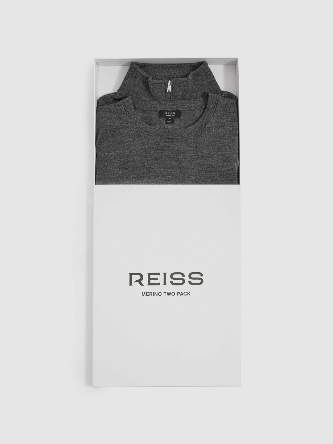 Pack of Two Merino Wool Jumpers in Derby Grey Marl | Reiss Men Featured