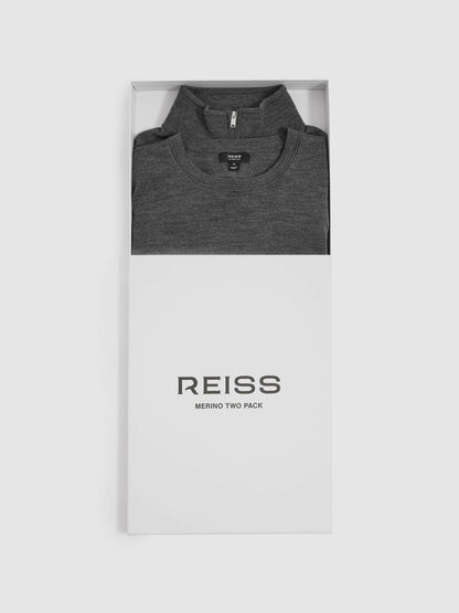 Pack of Two Merino Wool Jumpers in Derby Grey Marl | Reiss Men Featured