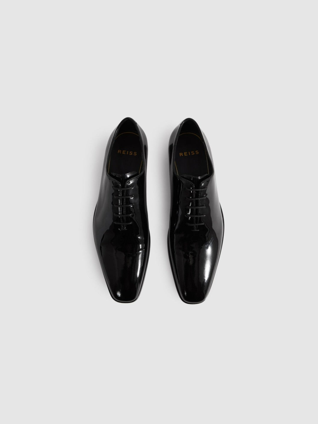 Patent Leather Lace-Up Shoes in Black | Reiss Men Premium