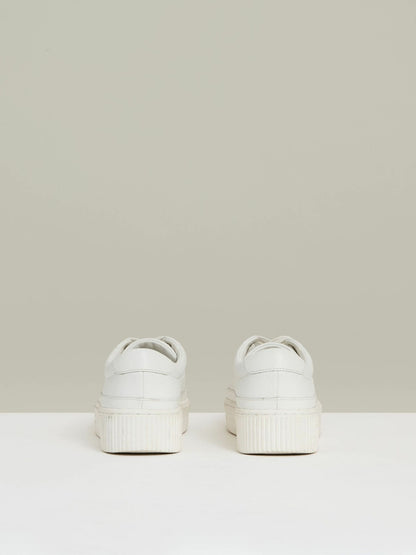Grained Leather Platform Trainers in White | Reiss Women Exclusive