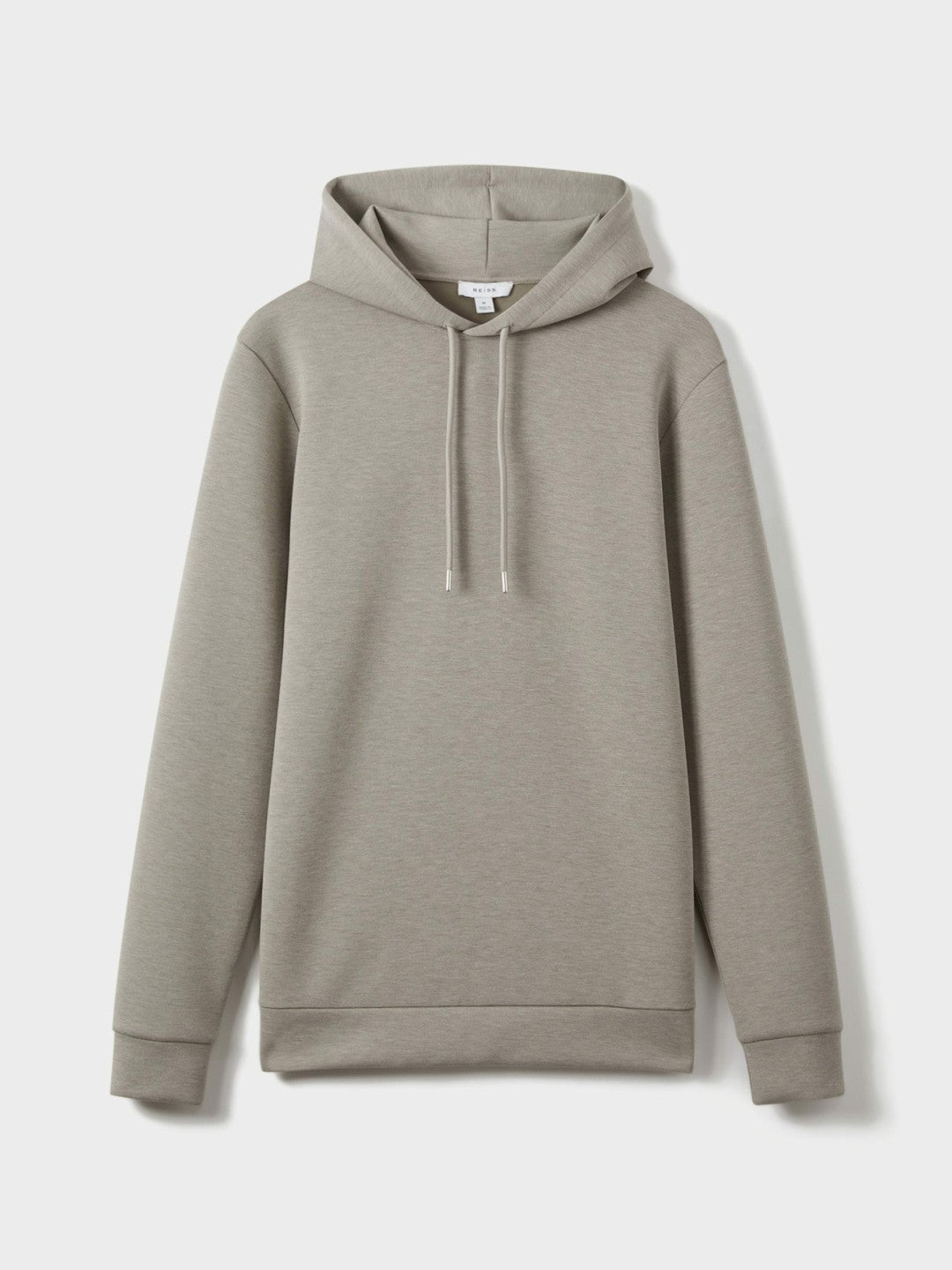 Interlock Jersey Drawstring Hoodie in Taupe | Reiss Men Premium