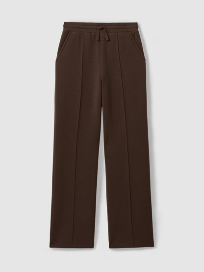 Interlock Wide-Leg Joggers in Chocolate | Reiss Women Trending