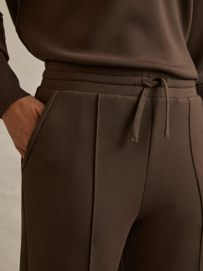 Interlock Wide-Leg Joggers in Chocolate | Reiss Women Trending
