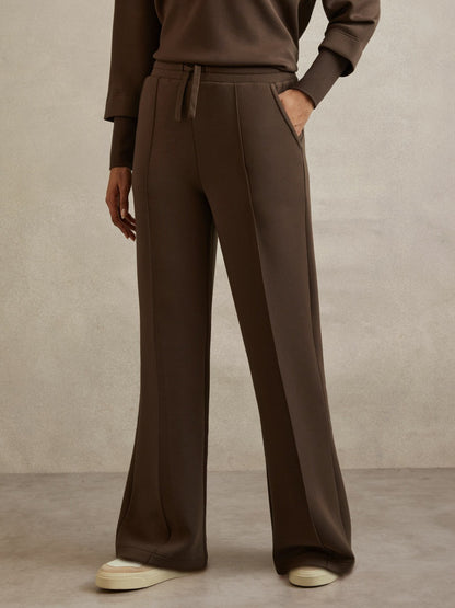 Interlock Wide-Leg Joggers in Chocolate | Reiss Women Trending