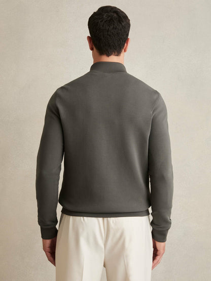 Hybrid Quilt and Knit Zip-Through Jacket in Sage | Reiss Men New