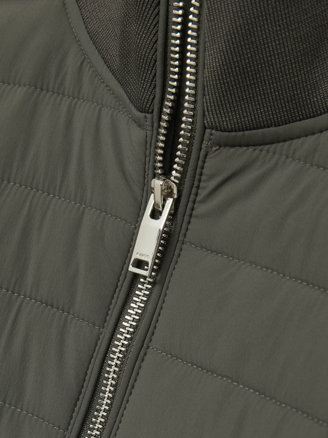 Hybrid Quilt and Knit Zip-Through Jacket in Sage | Reiss Men New