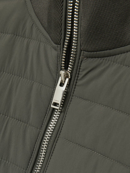 Hybrid Quilt and Knit Zip-Through Jacket in Sage | Reiss Men New