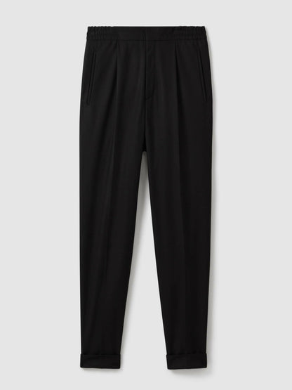 Relaxed-Fit Pleated Tapered Trousers in Black | Reiss Men Popular