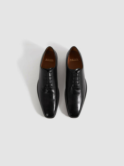 Leather Lace-Up Shoes in Black | Reiss Men Trending