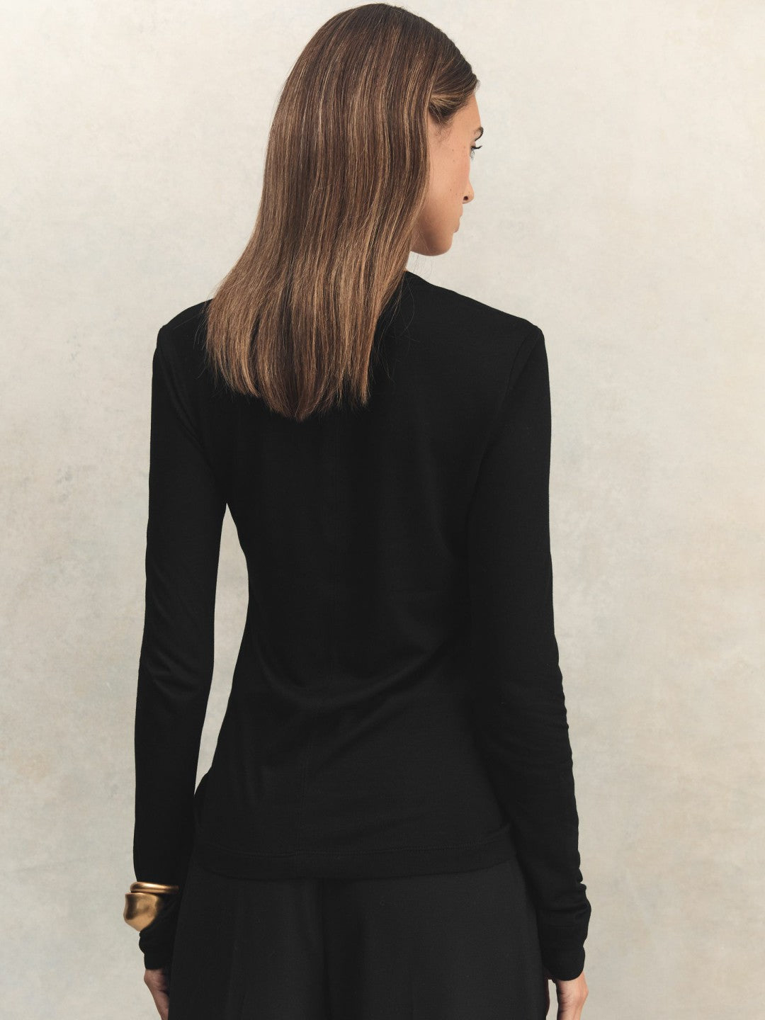 Jersey V-Neck Top in Black | Reiss Women Exclusive