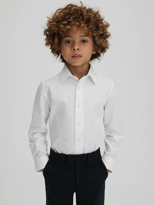 3-9 yrs Slim Fit Cotton Shirt in White | Reiss Children & Baby Trending