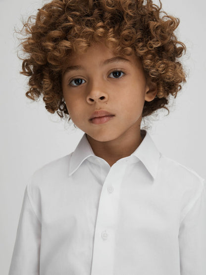 3-9 yrs Slim Fit Cotton Shirt in White | Reiss Children & Baby Trending