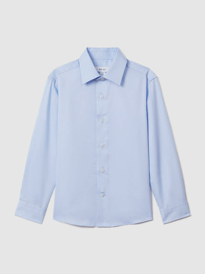 3-9 yrs Slim Fit Cotton Shirt in Soft Blue | Reiss Children & Baby Premium