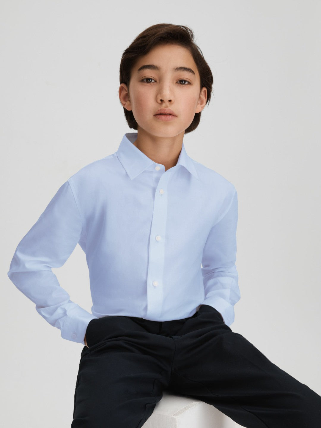 3-9 yrs Slim Fit Cotton Shirt in Soft Blue | Reiss Children & Baby Premium