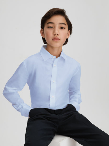 3-9 yrs Slim Fit Cotton Shirt in Soft Blue | Reiss Children & Baby Premium