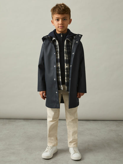9-13 yrs Water Repellent Hooded Coat in Navy | Reiss Children & Baby New