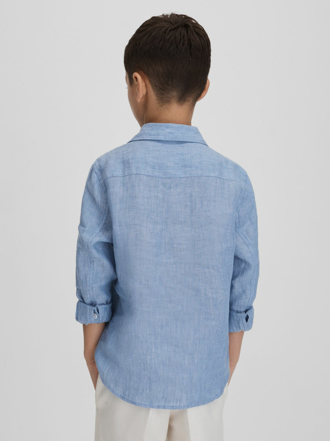 3-9 yrs Striped Linen Cutaway Collar Shirt in Sky Blue | Reiss Children & Baby Recommended