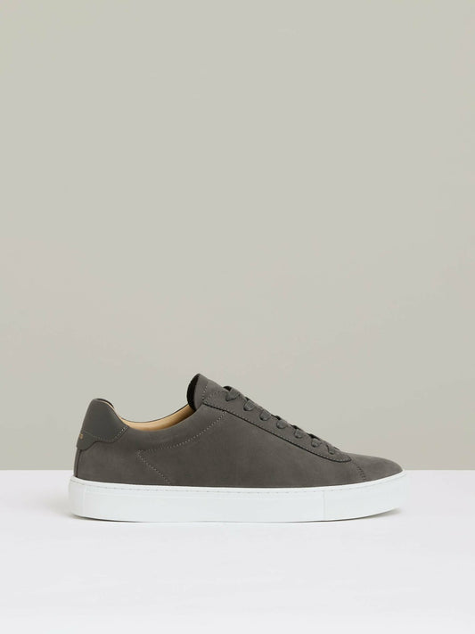 Nubuck Leather Low-Top Trainers in Grey | Reiss Men Popular