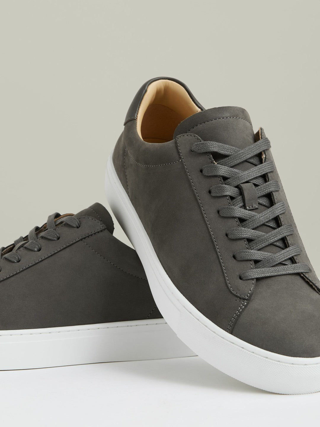 Nubuck Leather Low-Top Trainers in Grey | Reiss Men Popular