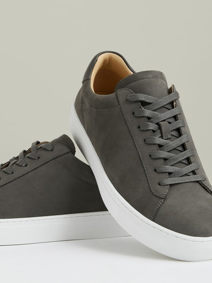 Nubuck Leather Low-Top Trainers in Grey | Reiss Men Popular
