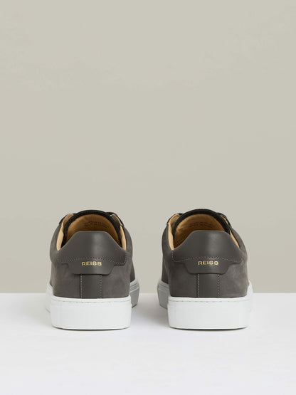 Nubuck Leather Low-Top Trainers in Grey | Reiss Men Popular
