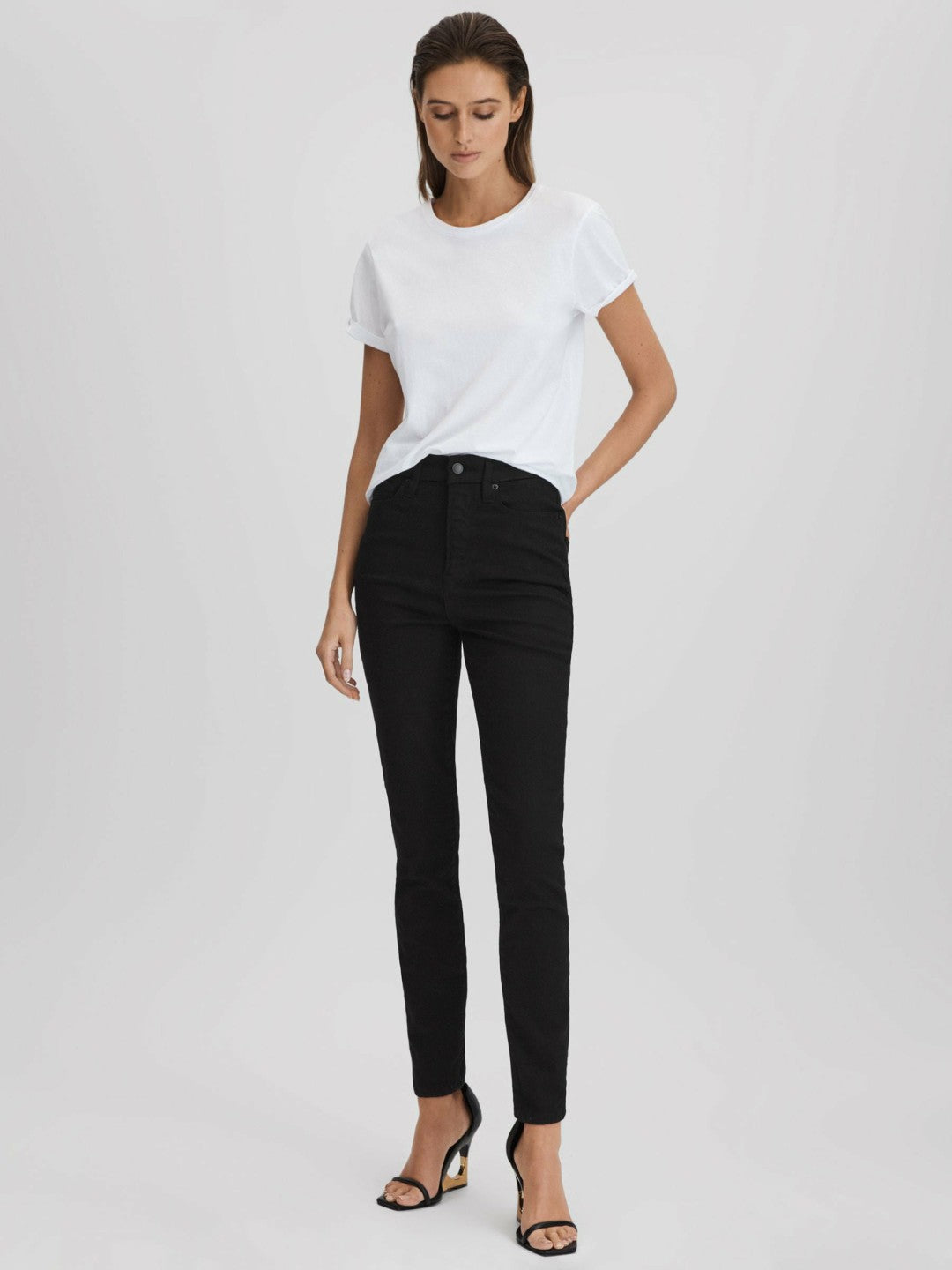 Good American Ultra High Skinny Jeans in Black | Reiss Women Signature