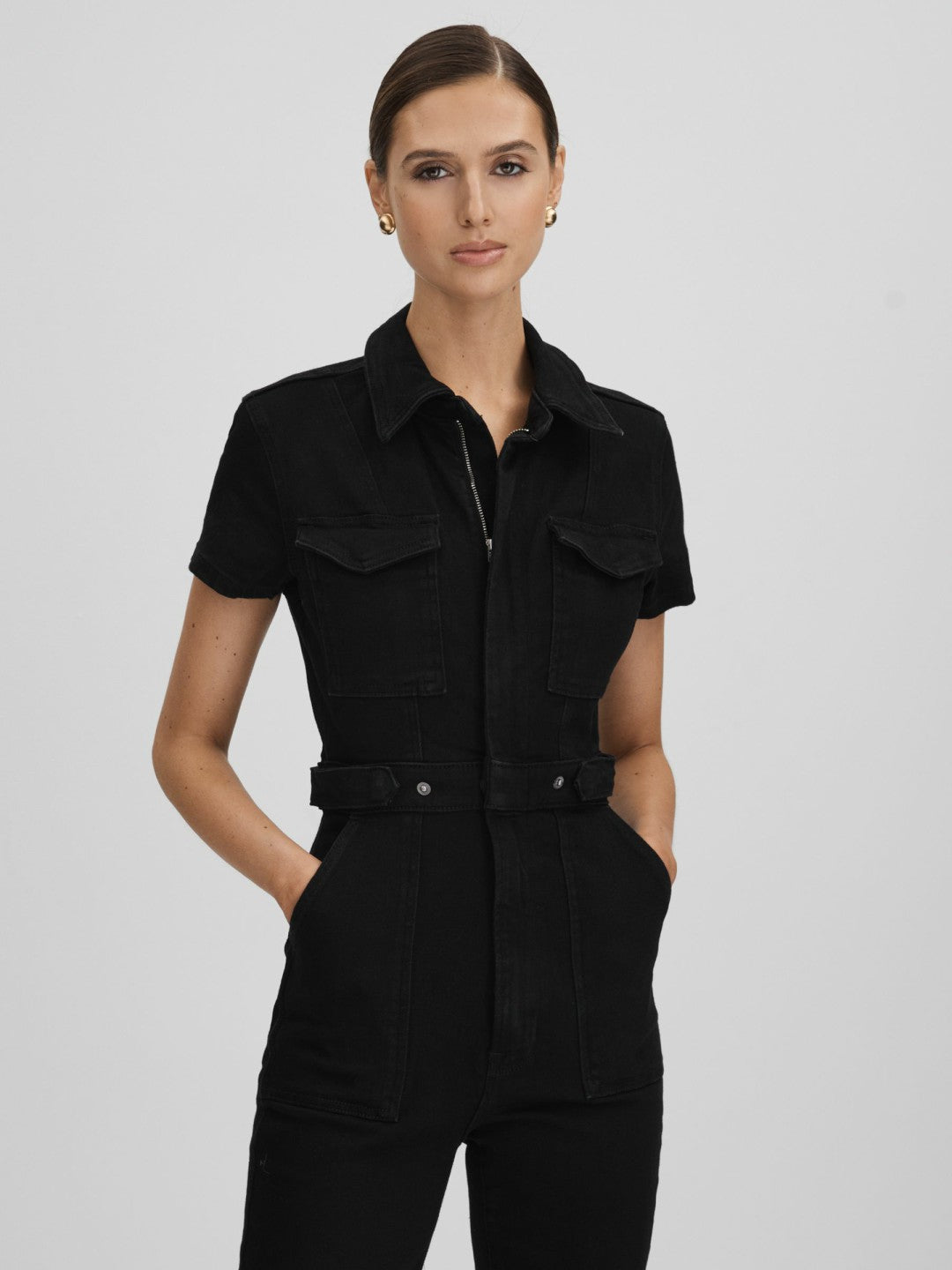 Good American Denim Jumpsuit in Black | Reiss Women Recommended