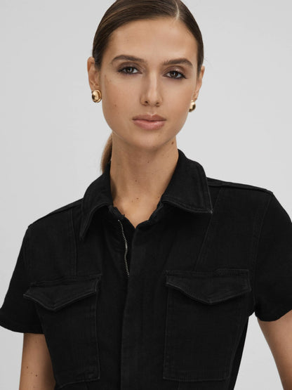 Good American Denim Jumpsuit in Black | Reiss Women Recommended