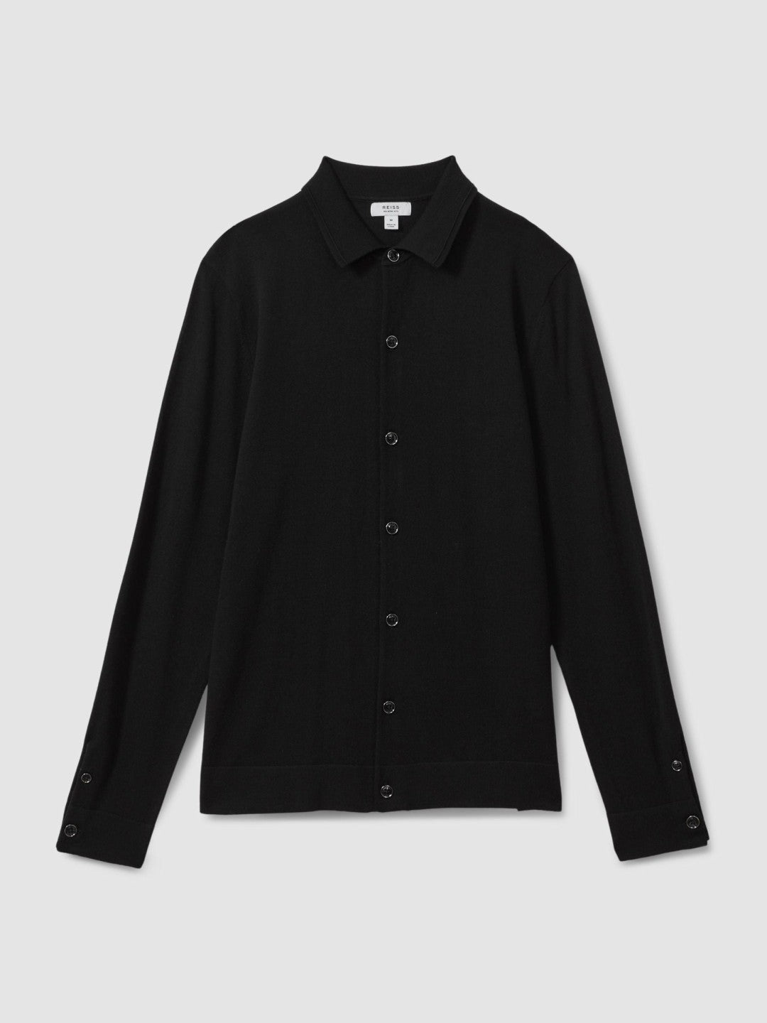 Merino Wool Button-Through Cardigan in Black | Reiss Men Popular