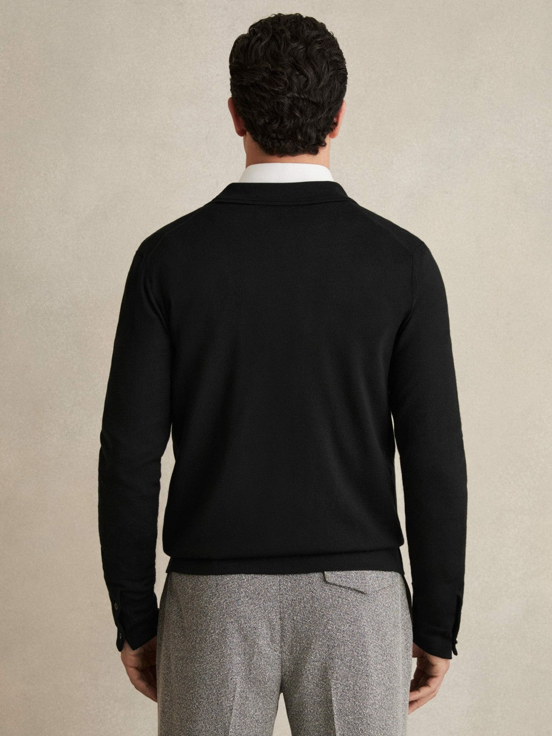 Merino Wool Button-Through Cardigan in Black | Reiss Men Popular