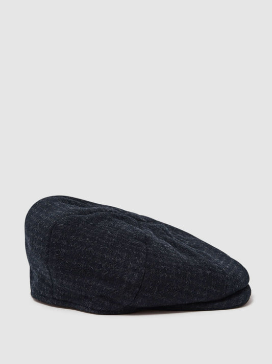Wool Blend Baker Boy Cap in Navy | Reiss Men Popular