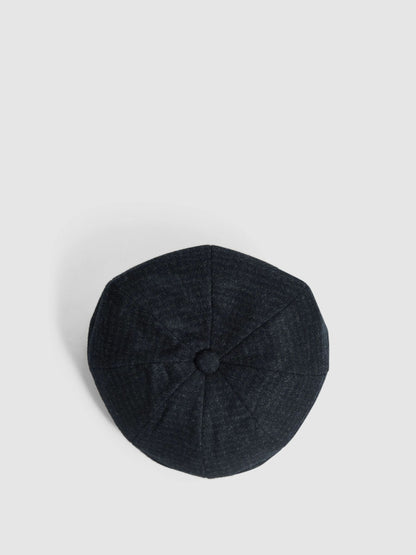 Wool Blend Baker Boy Cap in Navy | Reiss Men Popular