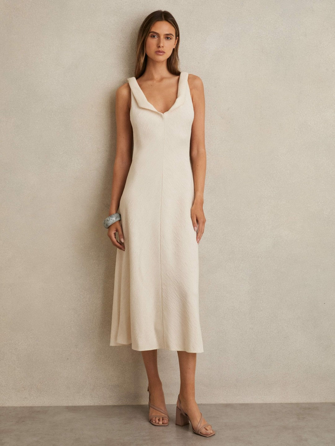 Strappy Leather Heeled Sandals in Nude | Reiss Women Popular