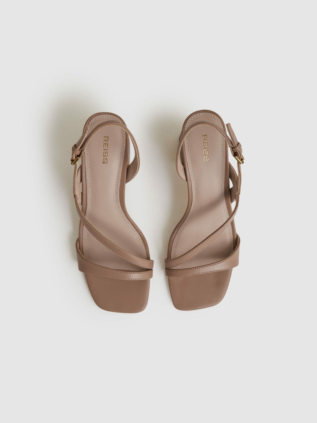 Strappy Leather Heeled Sandals in Nude | Reiss Women Popular