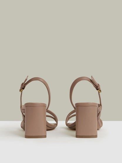 Strappy Leather Heeled Sandals in Nude | Reiss Women Popular