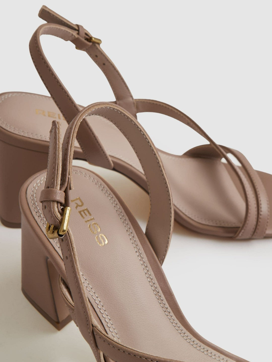 Strappy Leather Heeled Sandals in Nude | Reiss Women Popular