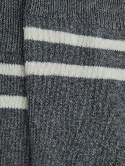 Wool Blend Striped Crew Socks in Grey Melange | Reiss Men Recommended