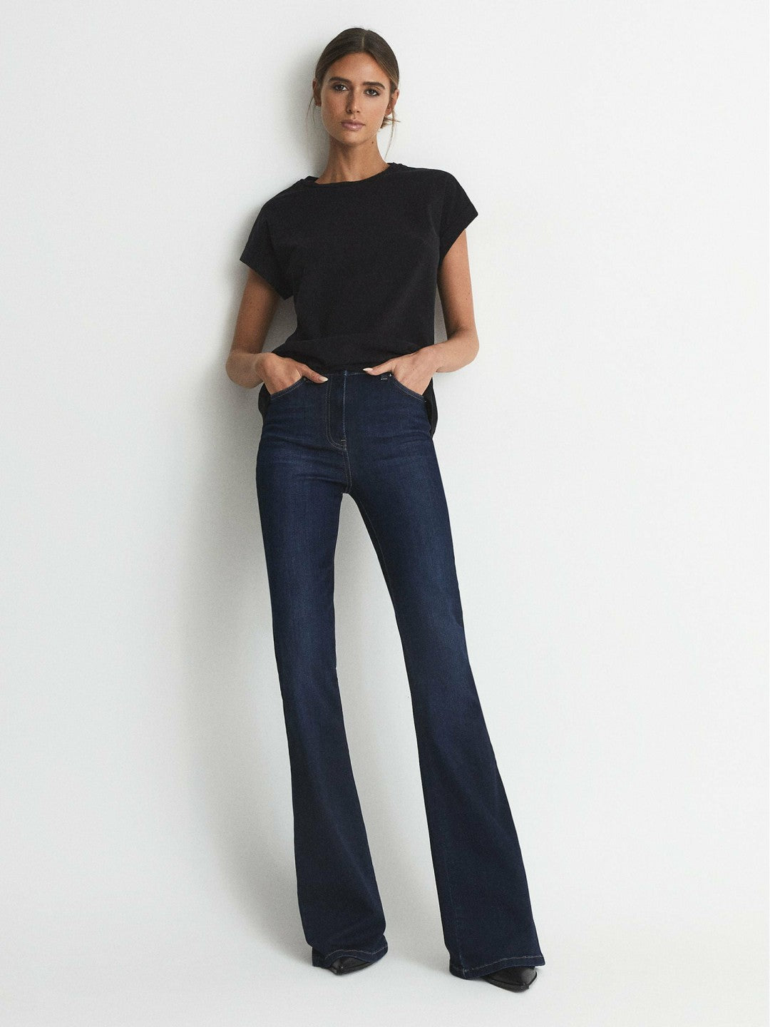 Cotton-jersey T-shirt in Black | Reiss Women Popular